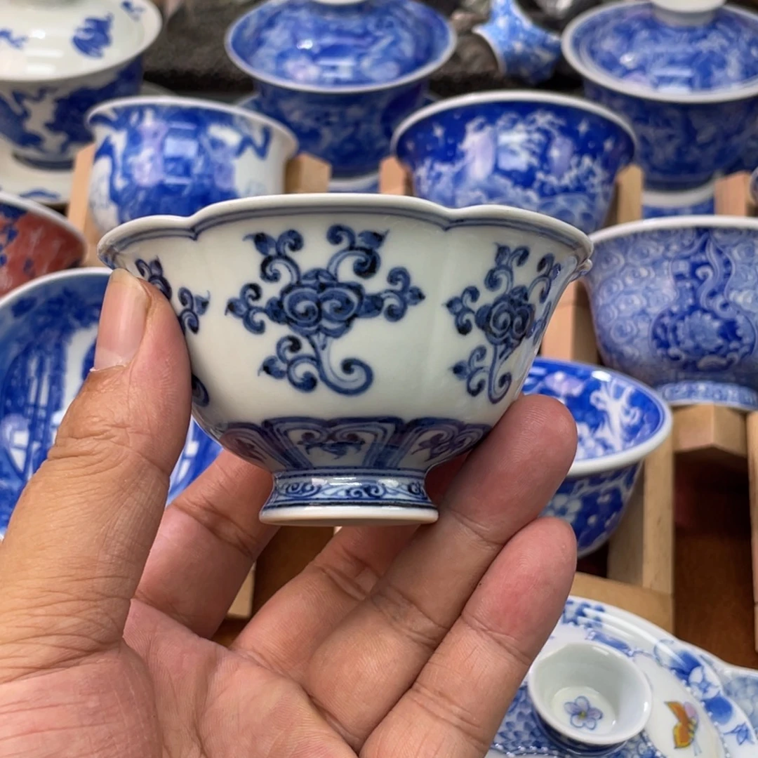 仿 明 祥云宝相 花口杯