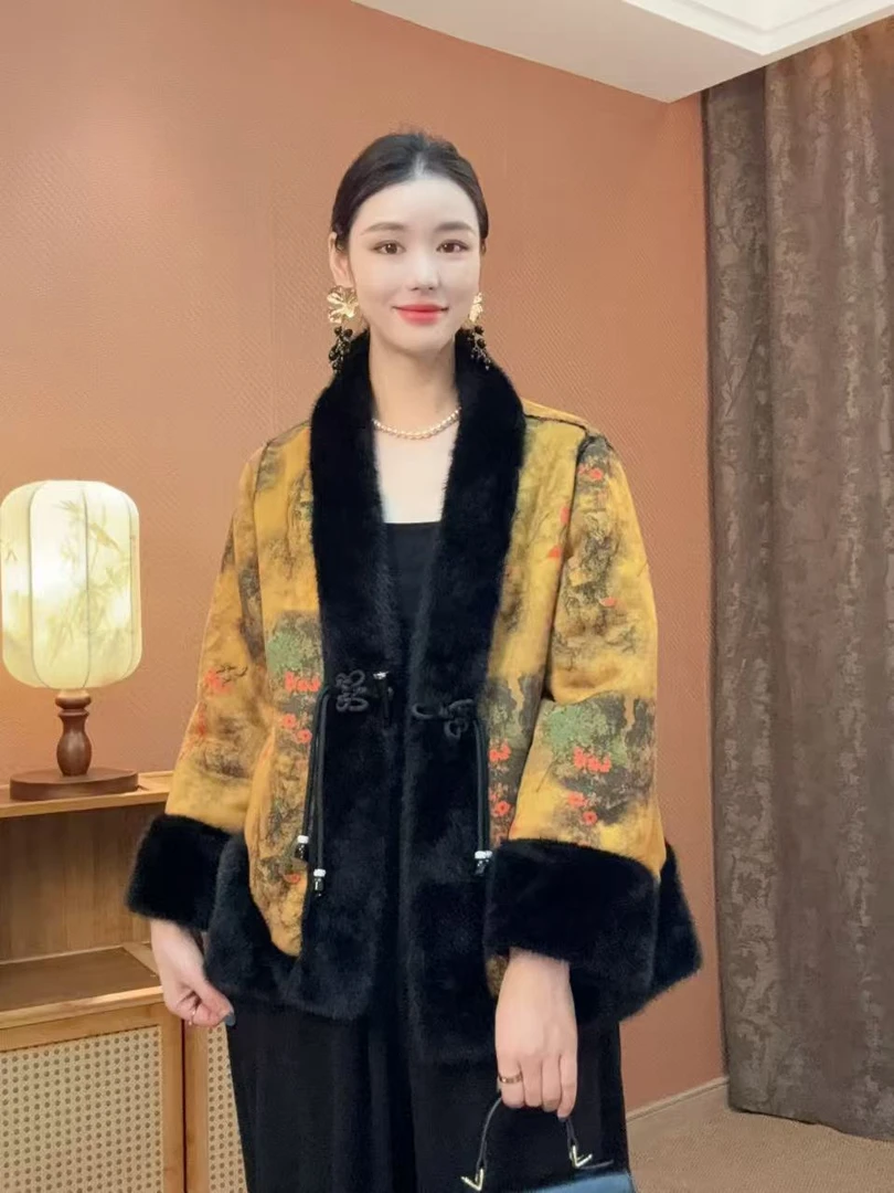 【繁华似锦】新中式国风时尚中长款立领V领女装秋冬宽松短款女装