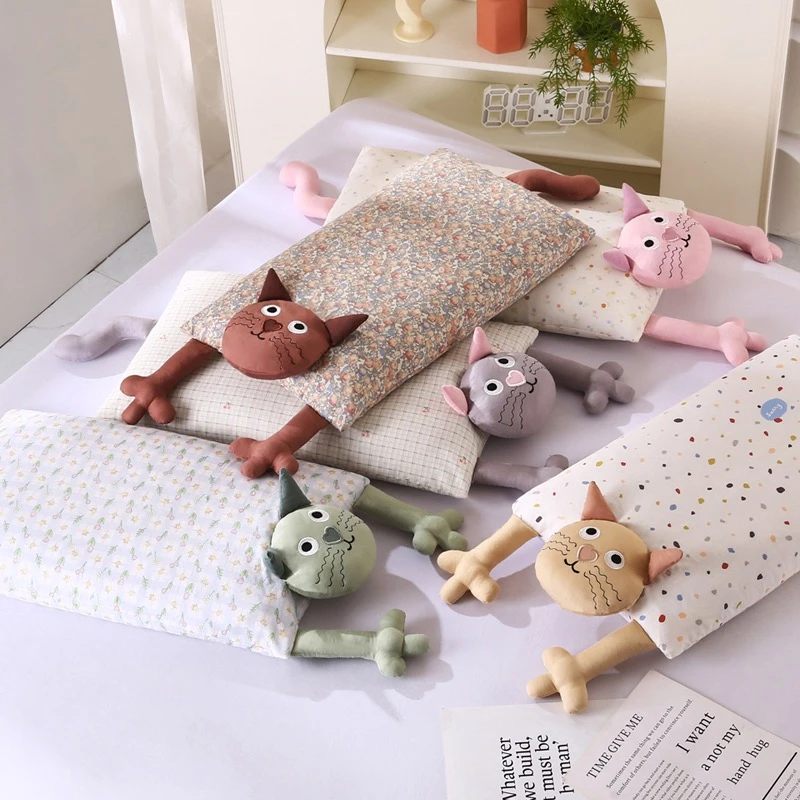 Z全棉双层纱枕头卡通荞麦枕芯新款儿童学生成人护颈枕纯棉可拆卸