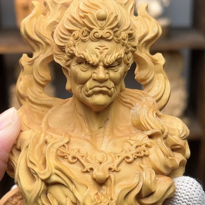 木黄杨木不动明王摆件十公分摆件