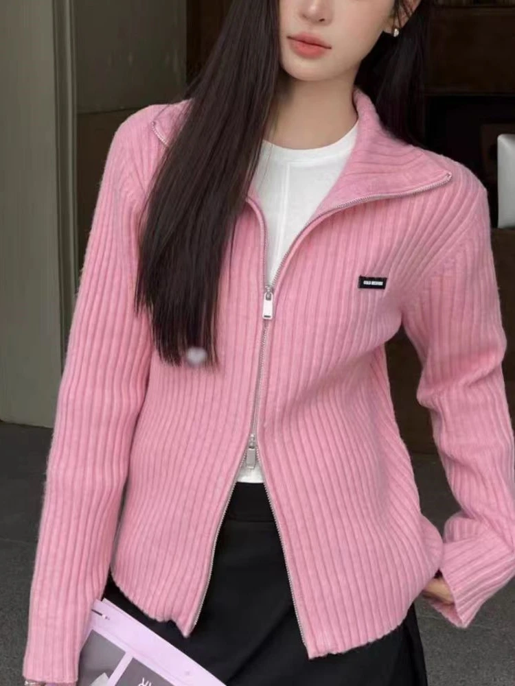 【济州岛】立领双拉链抗条软糯羊毛极简开衫34380