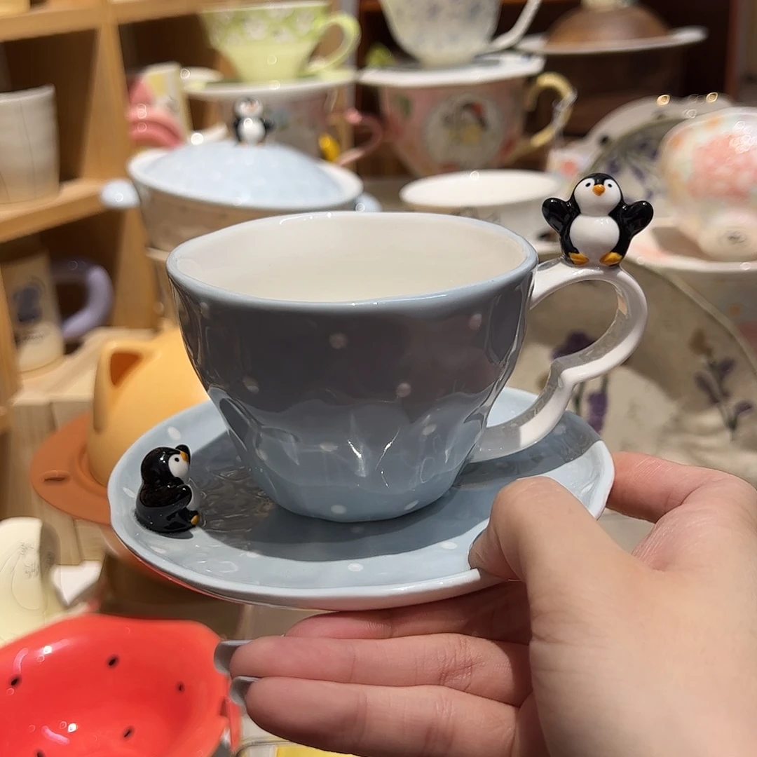 小企鹅咖啡杯碟套装