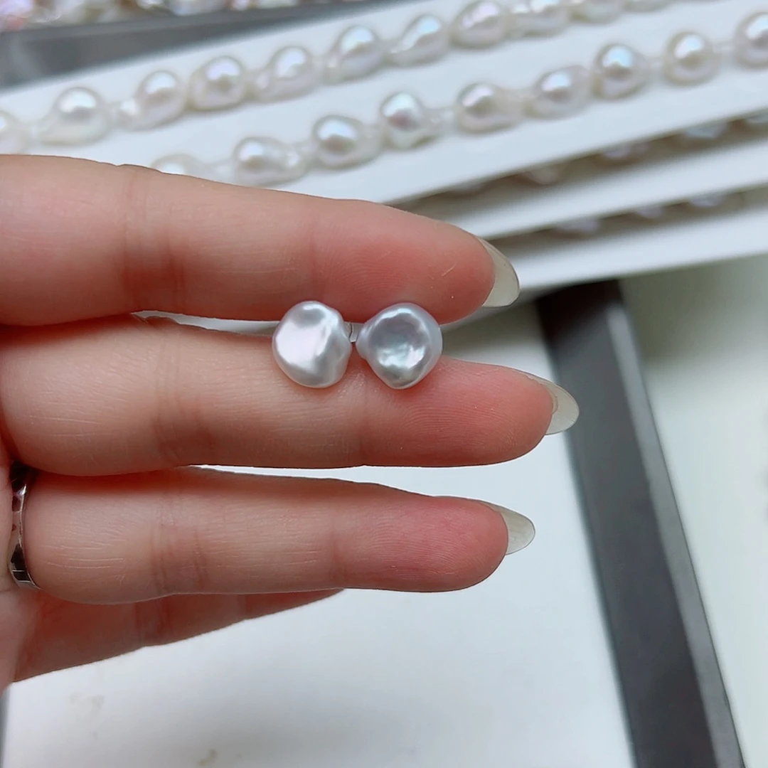 银S925镶嵌淡水珍珠耳饰