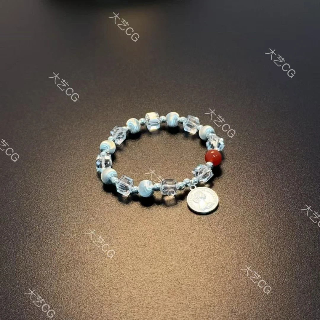 925银仿水晶手链 925银饰古币手链透明珠串弹力手串BRGlc 0240