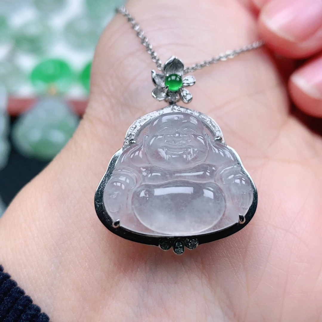 翡翠吊坠(不含链)18K金镶嵌