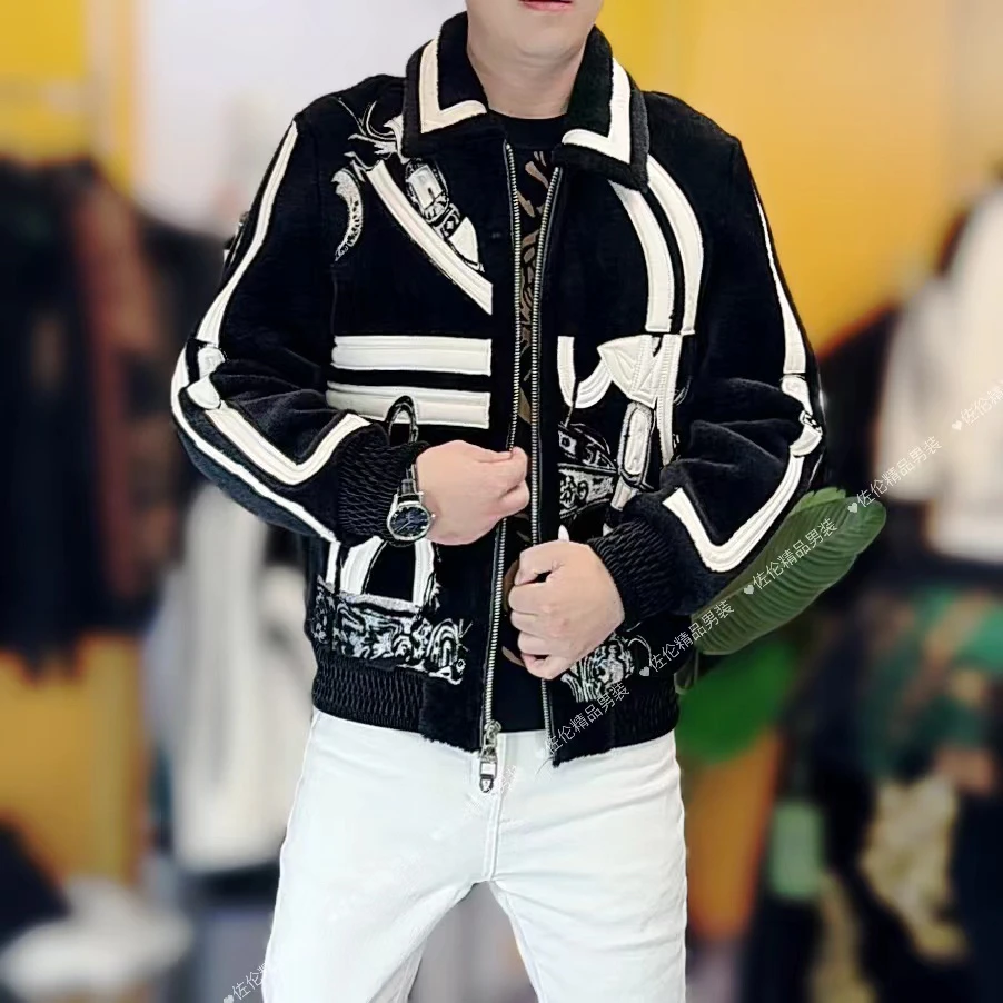 9088冬季新款时尚潮流轻奢品质男士修身外套