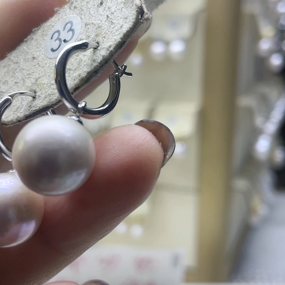 淡水珍珠耳饰银S925镶嵌