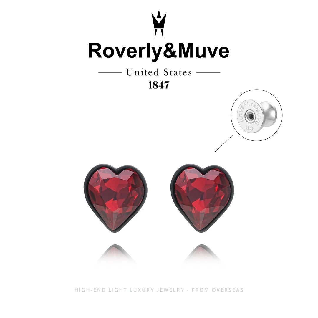【女皇宣言】Roverly&Muve欧美高级感轻奢深红色爱心耳钉 F1050