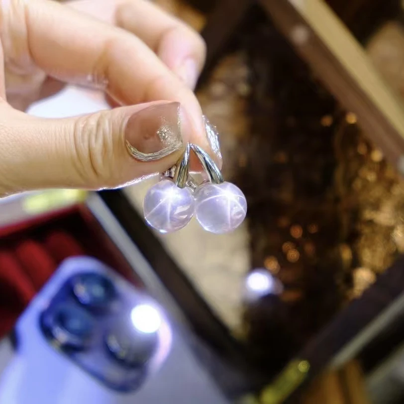 高品质星光粉晶耳坠s925银镶嵌-多样性发其一S11号