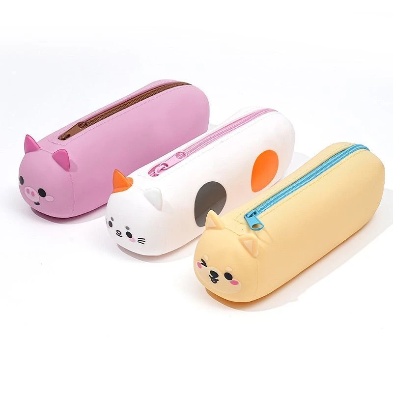 防水卡通硅胶笔袋简约风耐脏大容量可爱好打理可水洗铅笔盒文具盒