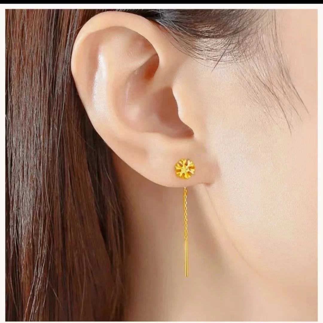 铜合金耳饰 雪花耳线 女款气质简约金色精美百搭
