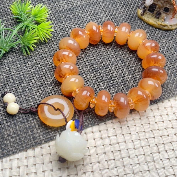 17mm典藏爆款轻奢风高品质奶黄算盘珠手链多样性发一件  SZ-196号