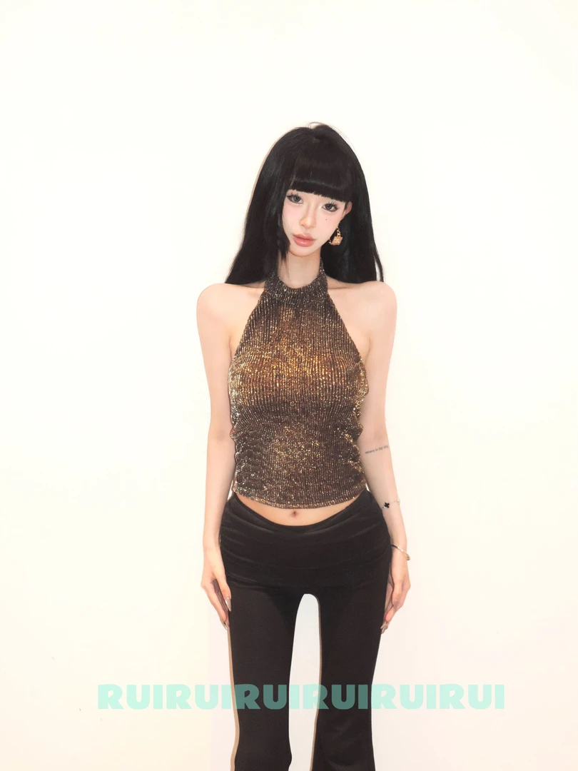 【RUI】现货新中式挖肩挂脖露背夏季新款辣妹女装D0139