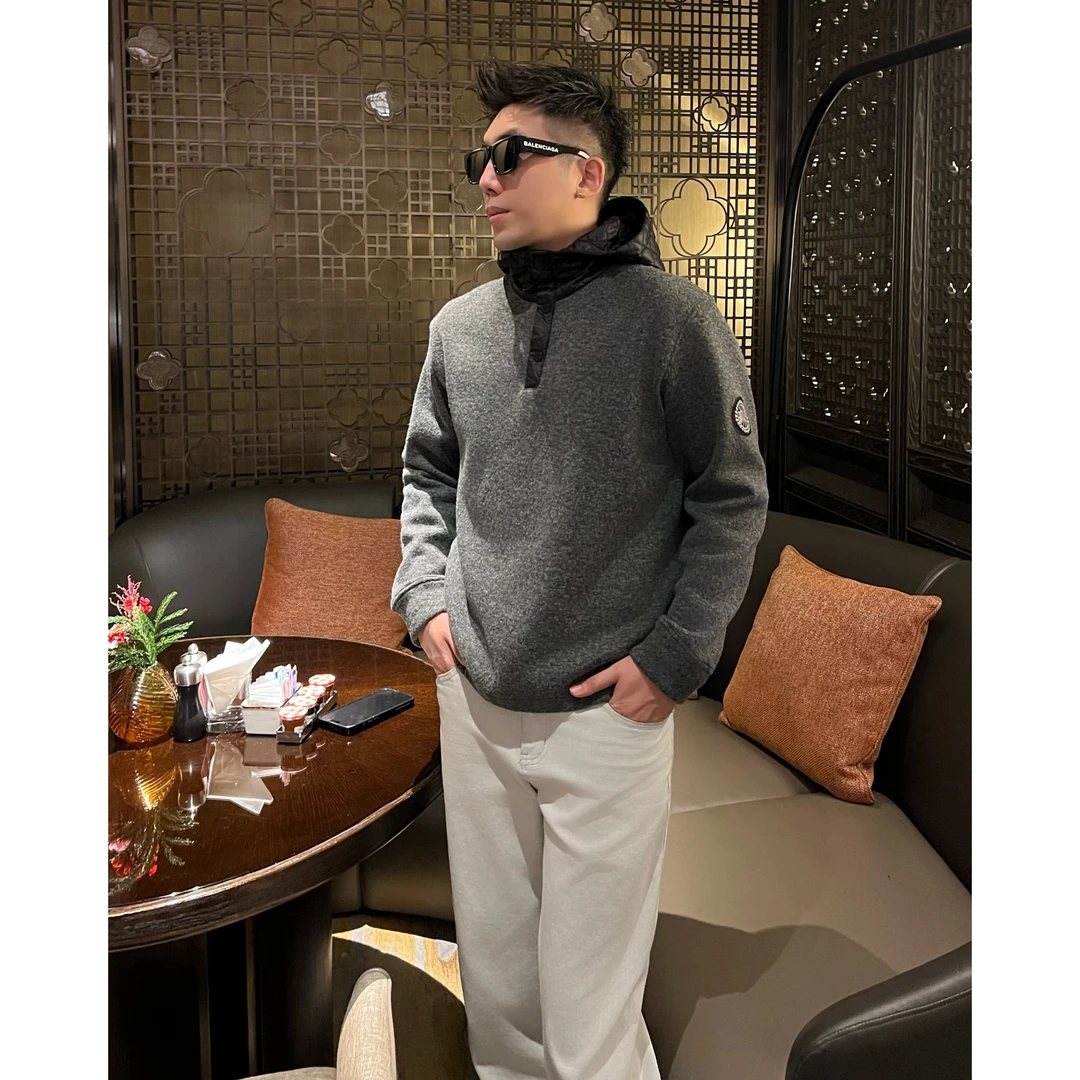 【半开连帽】秋冬羊毛加绒加厚保暖长袖卫衣上衣高级感男装外套