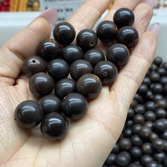 吊坠白玉菩提精品14黑金圆50颗