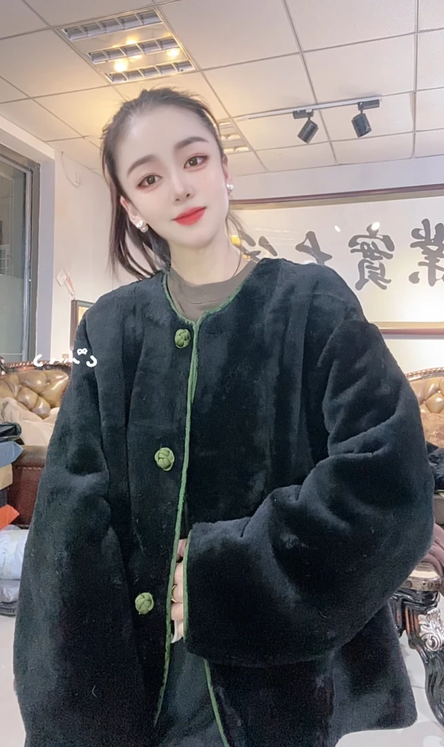 皮掌柜推荐2025新款国潮真皮毛一体外套两面穿OP 451