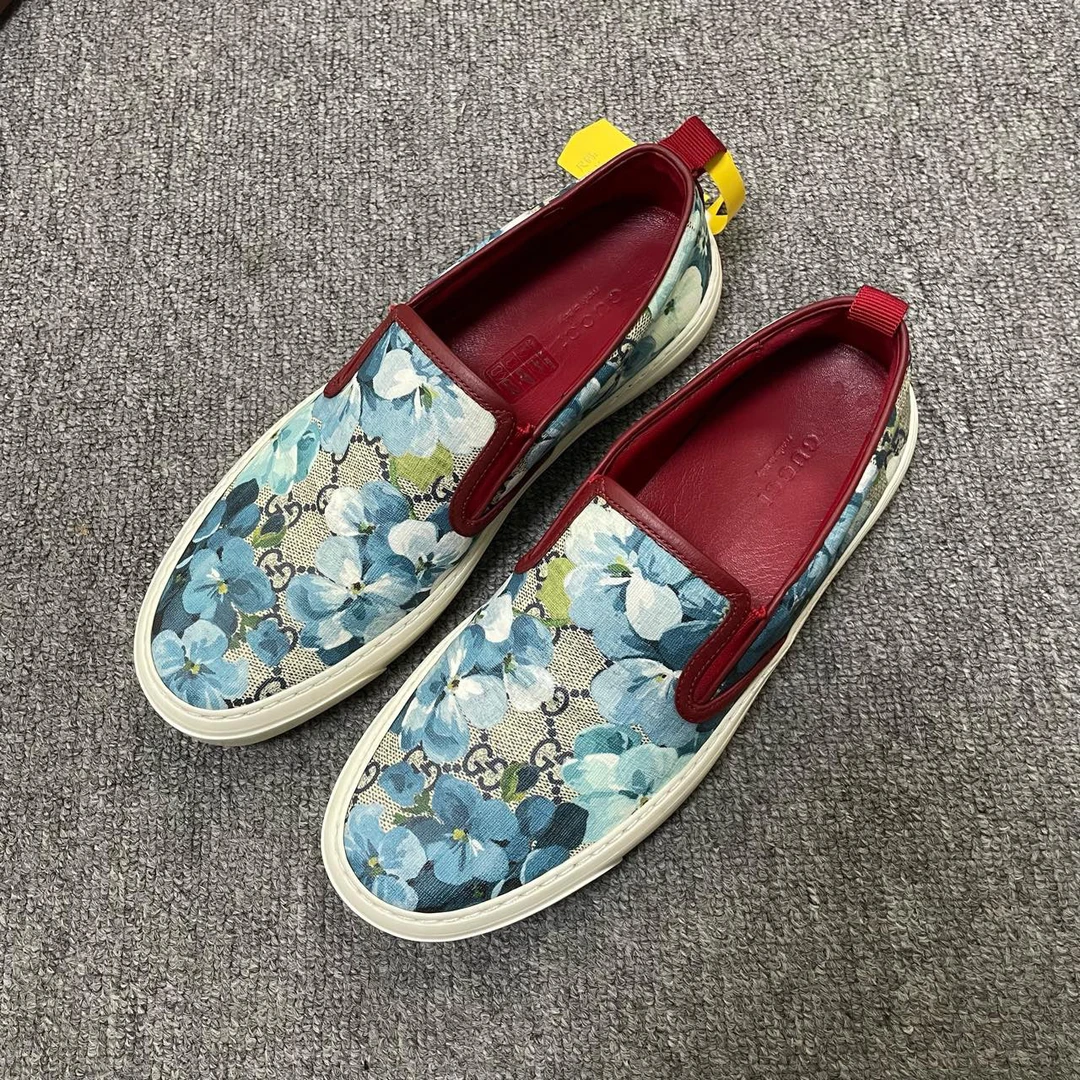 95新 GUCCI/古驰 印花低帮时尚板鞋渔夫鞋 37.5码/8734