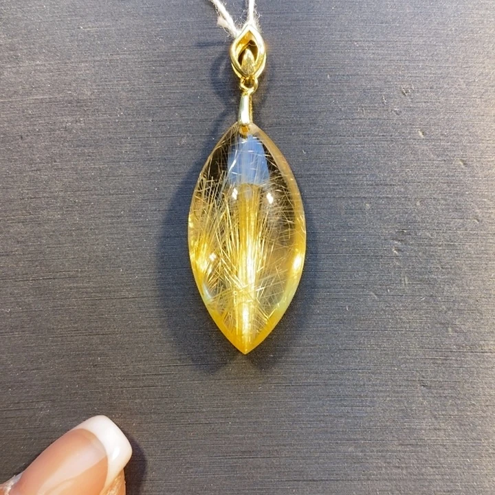 发晶颈饰未镶嵌高品质金发晶马眼吊坠