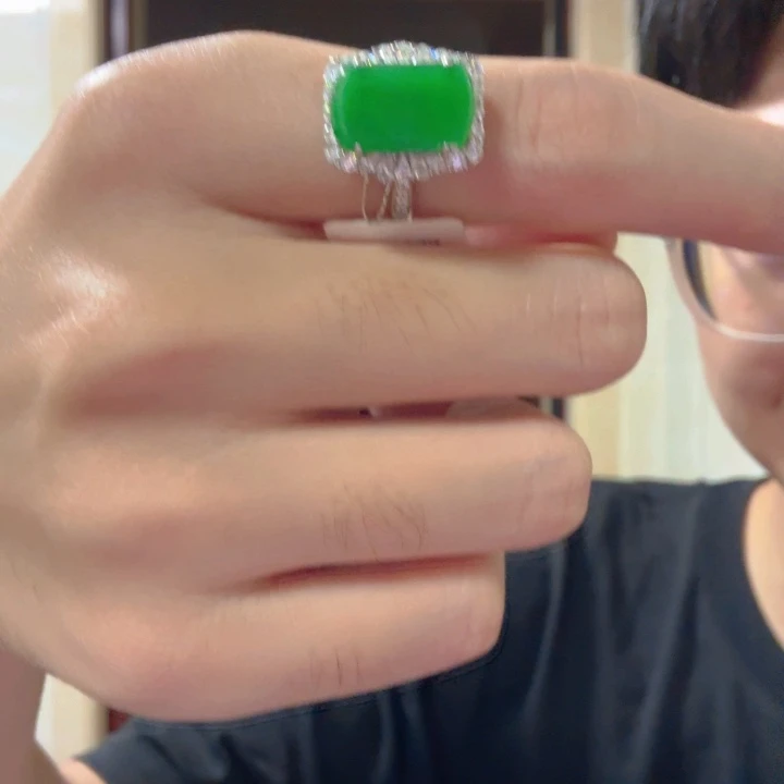 翡翠银S925镶嵌颈饰戒指