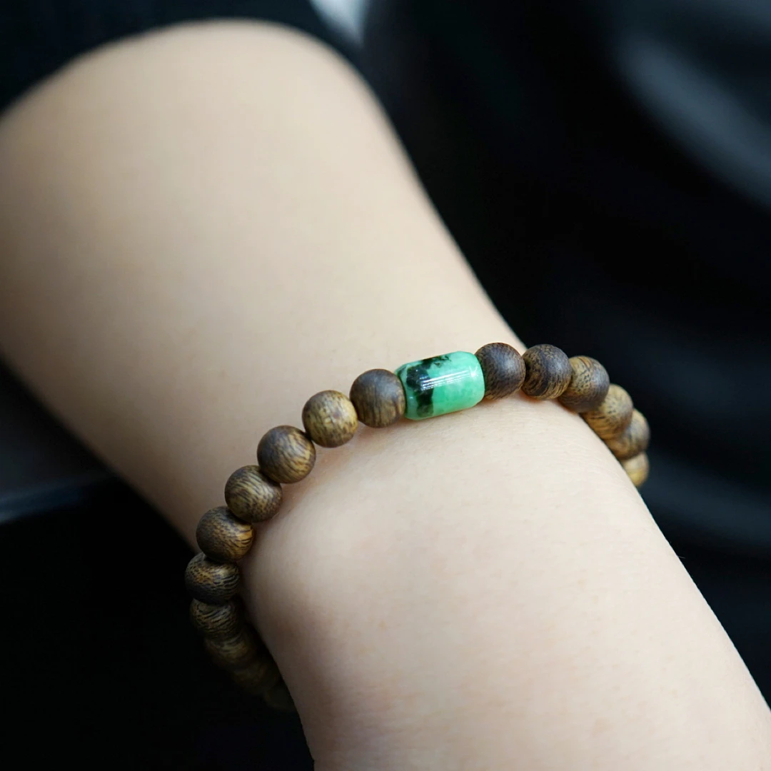 沉香原创国风新中式手工设计百搭休闲翡翠沉香手串