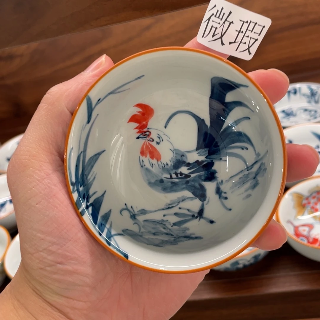 釉下手绘茶具微瑕