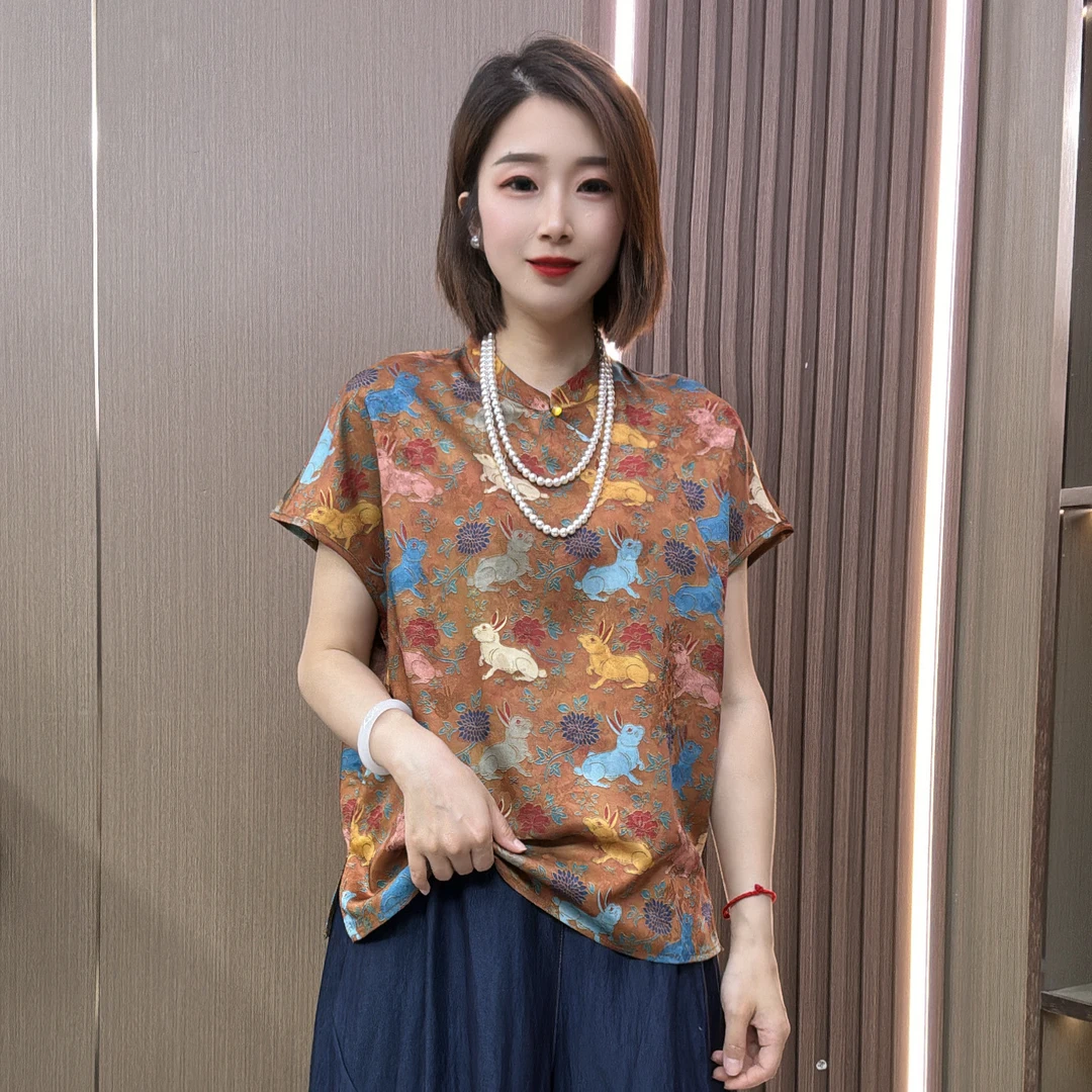 【娟姐原创】2025时尚经典严选网红新中式盘扣国风落肩上衣