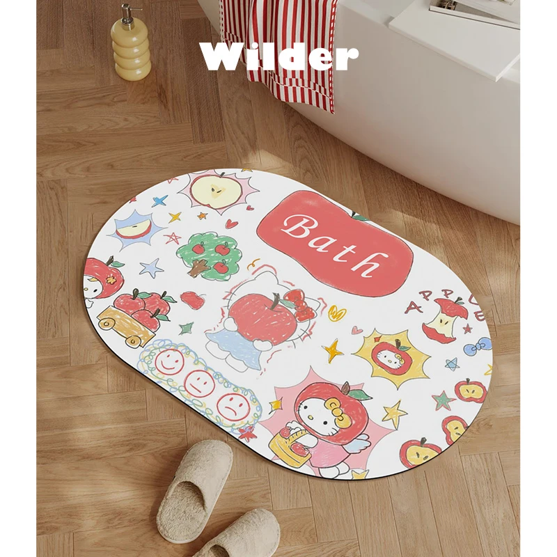 可爱HelloKitty浴室地垫硅藻泥吸水垫防滑耐磨脚垫卫生间厕所门垫