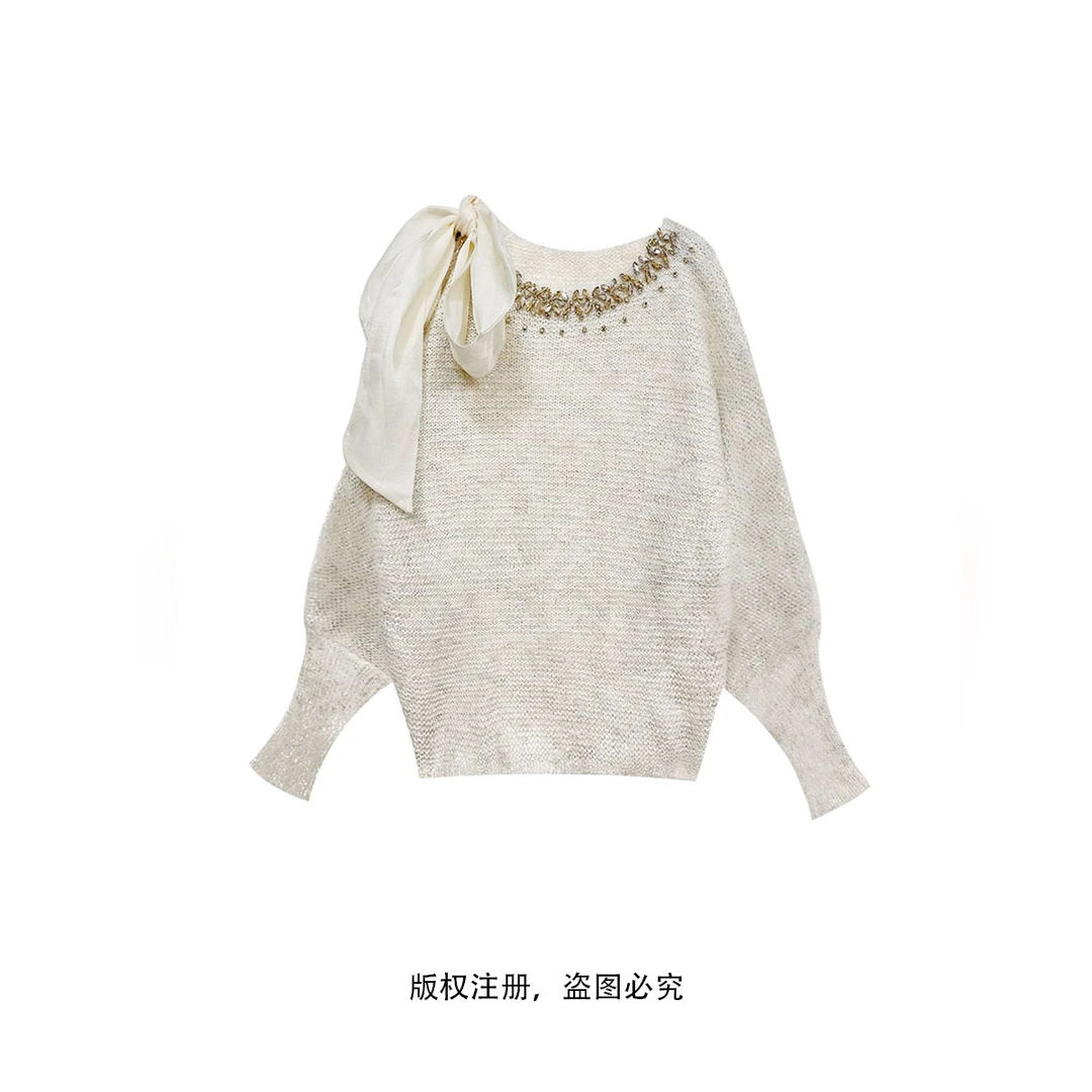 黑白拼接设计款轻奢百搭法式款秋冬毛衣2509146