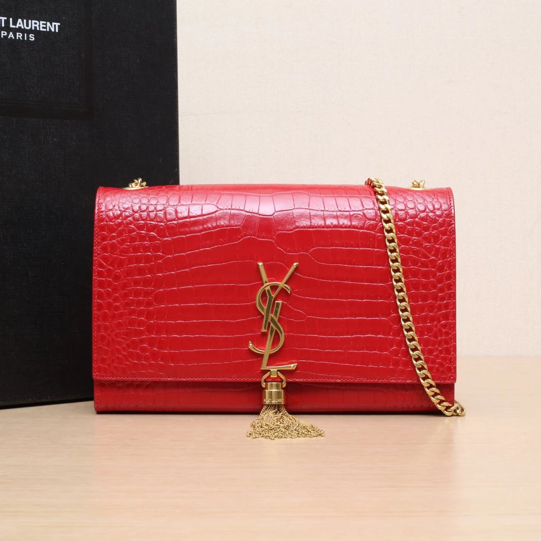 95新 YSL/圣罗兰 【娇活动KATE24鳄鱼压纹皮革C 889540