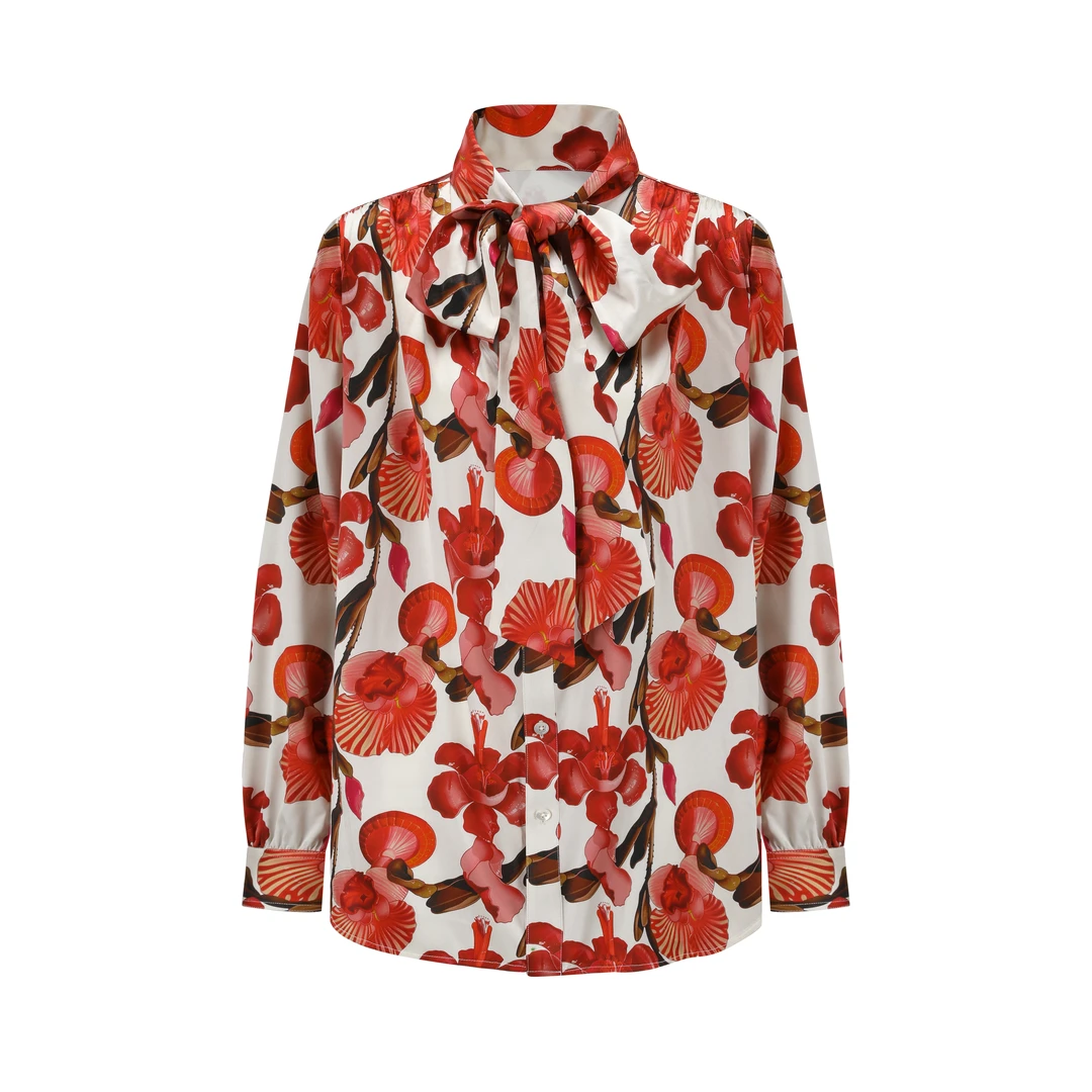 【顾文婷推荐】蒋云 真 丝积木花飘带摆量衬衫 E25SS06916AA416