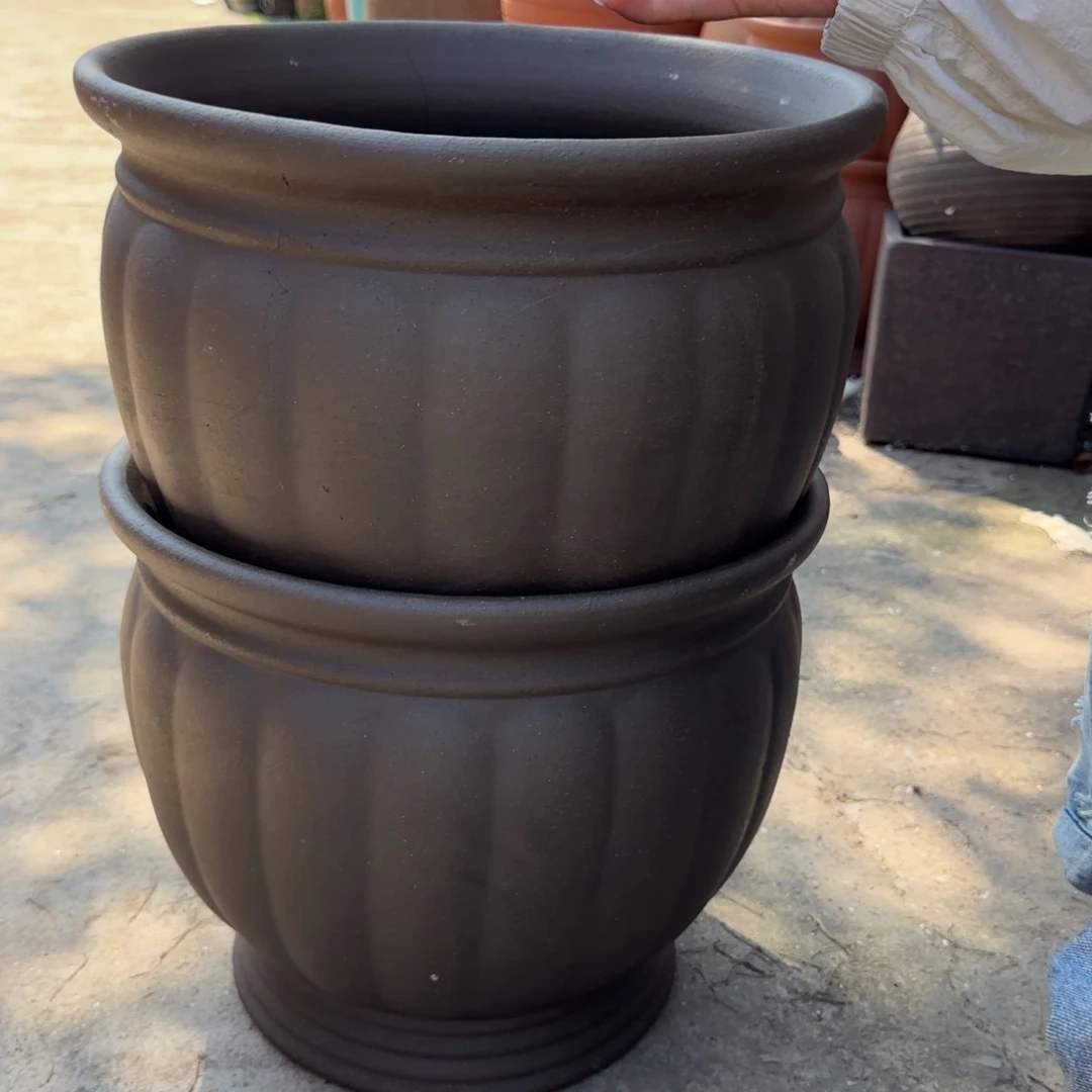 紫砂花盆口35高30宜兴紫砂粗糙