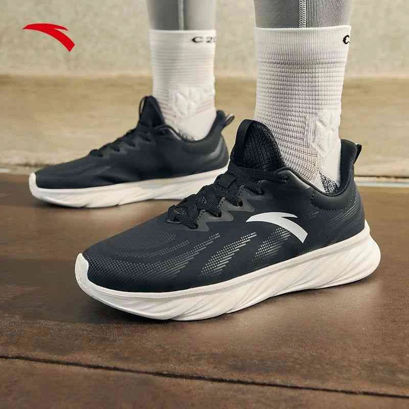 安踏舒适跑丨冬季皮面防泼水软底跑鞋轻便慢跑鞋健步运动鞋男女款