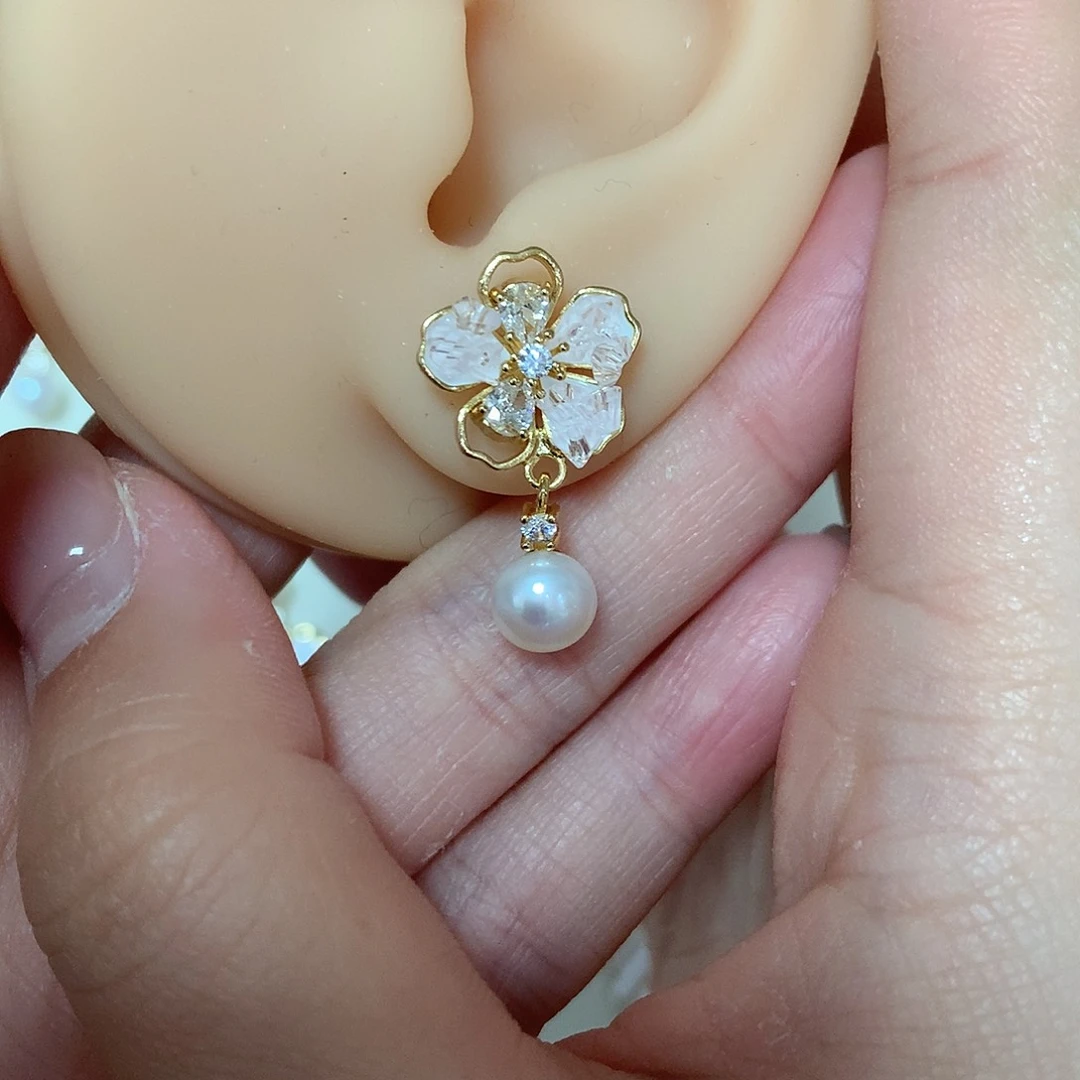 淡水珍珠耳饰合金