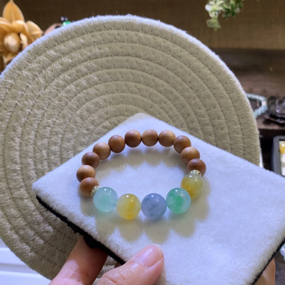 翡翠散珠天然缅a翡翠半串12