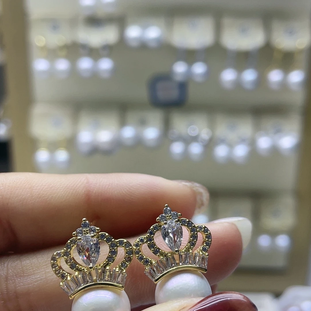 淡水珍珠耳饰银S925镶嵌