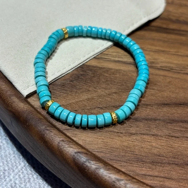 非金属木质手链 小璐仙仙高品质卡5手链简约蓝色复古串珠