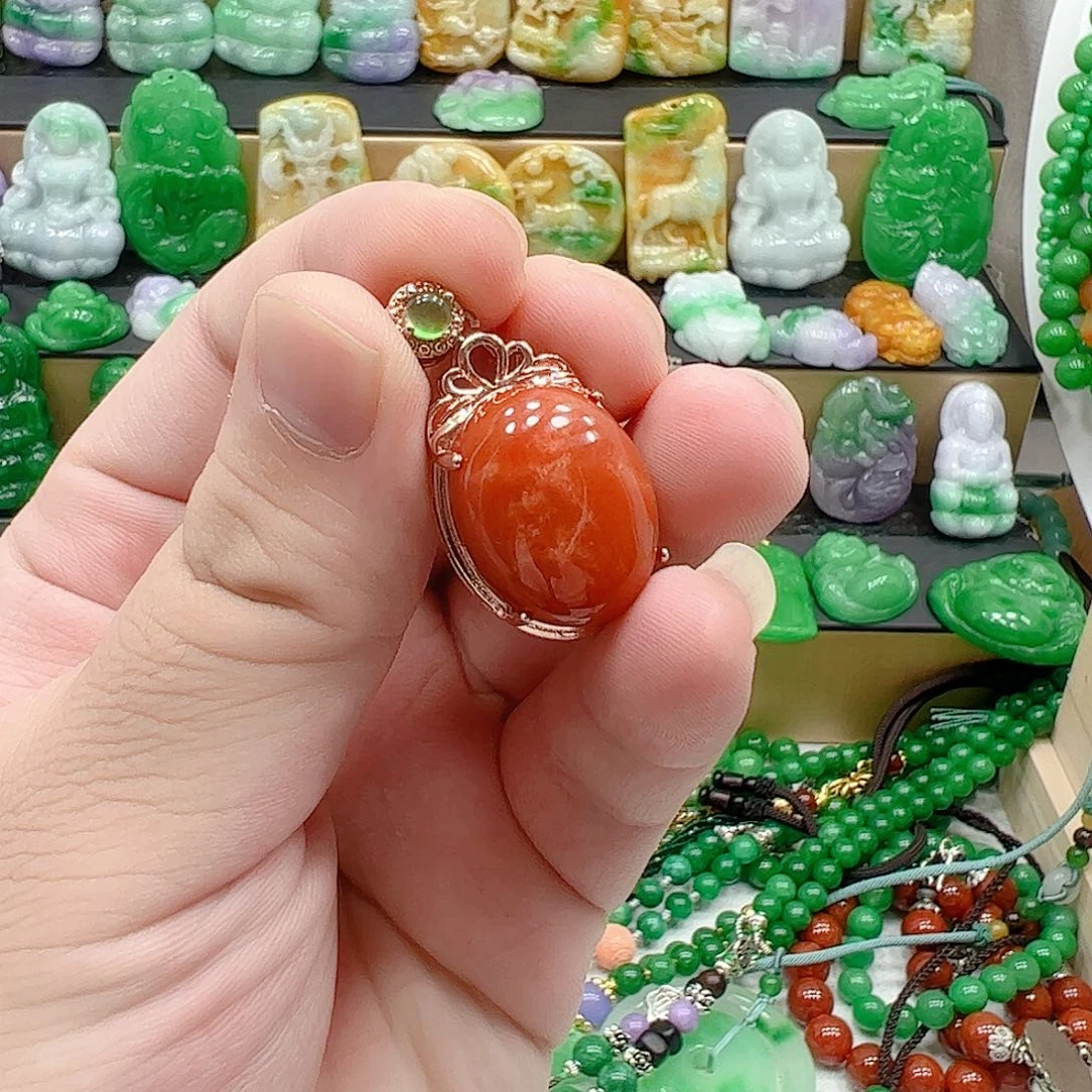 翡翠银S925镶嵌吊坠(赠链)