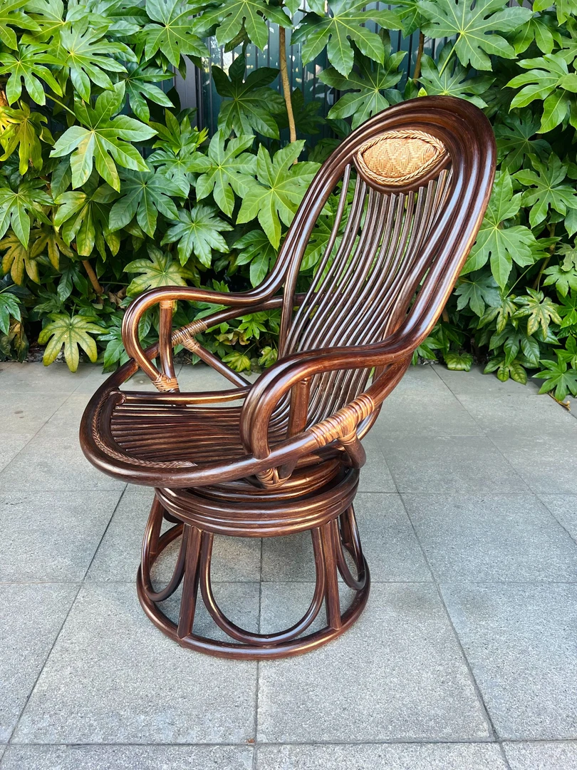真藤转椅高背转椅坐椅新中式休闲藤椅