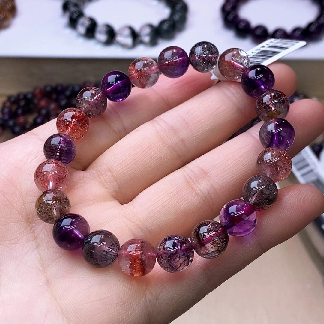 水晶手链未镶嵌黑加仑超七9+m