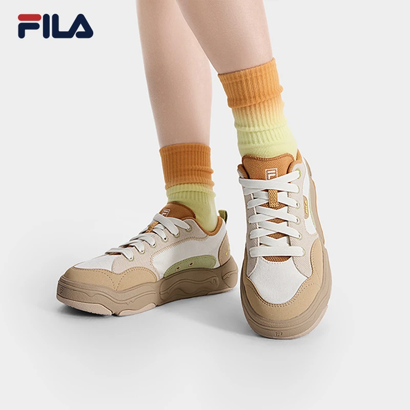 FILA 斐乐官方女鞋BURGER复古帆布鞋2025秋新款汉堡鞋时尚休闲鞋