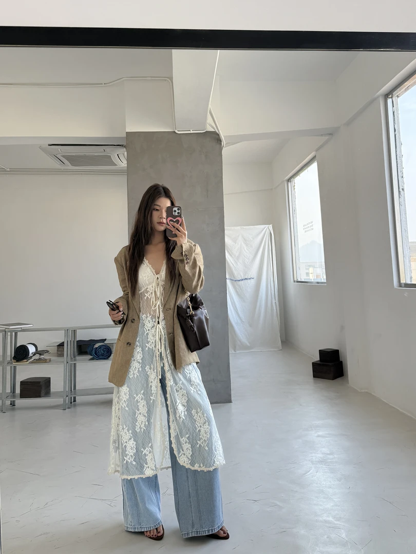 MAR 薄款宽松无袖背心连衣裙系绳叠穿外搭罩衫女606036