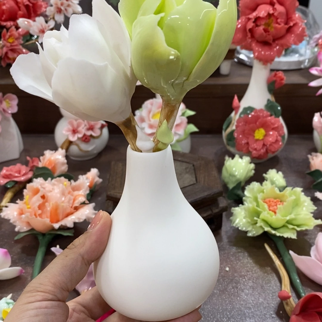 摆件陶瓷手工花摆件