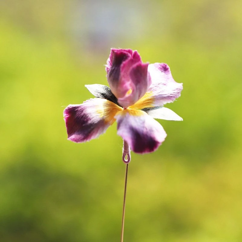 锌合金胸针 手工非遗绒花胸针古风汉服配饰复古旗袍胸针紫色鸢尾