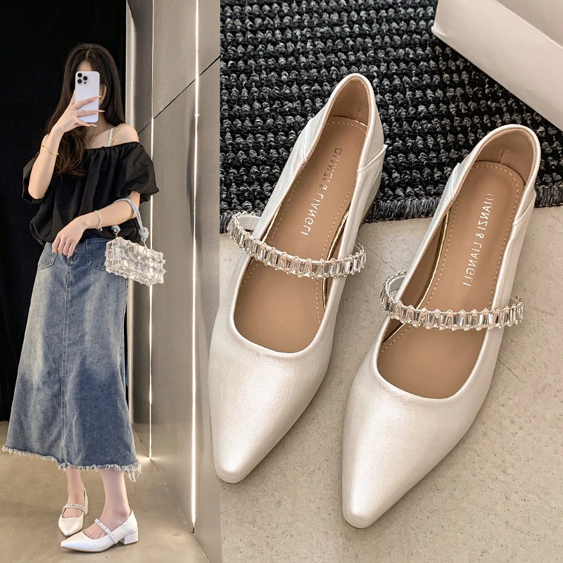 爆款法式粗跟玛丽珍鞋2025年秋季新款尖头气质时尚浅口中跟单鞋女