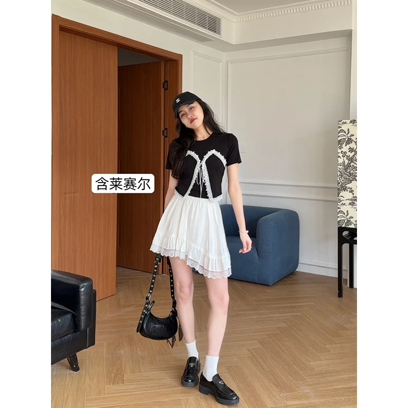 张阿星【花季少女】夏日百搭高腰不规则白色蛋糕裙 W424A213902