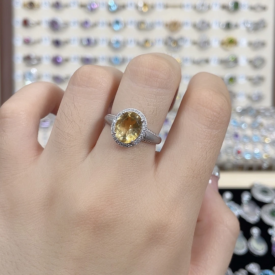 戒指银S925镶嵌黄晶