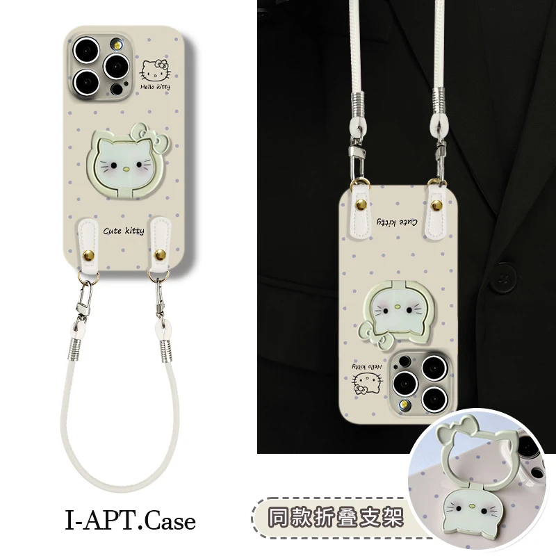 米白底KT蓝波点菲林软壳适用iPhone苹果16手机壳华为oppo小米vi