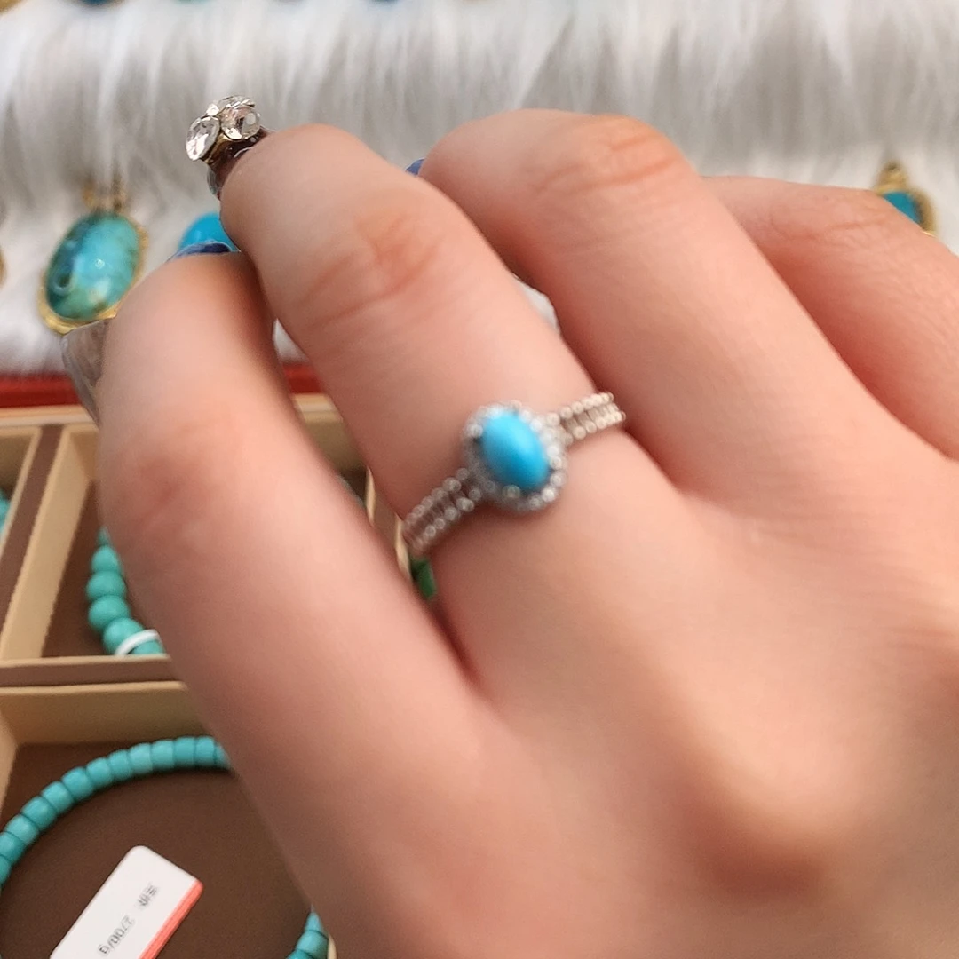 绿松石精品戒指银S925镶嵌