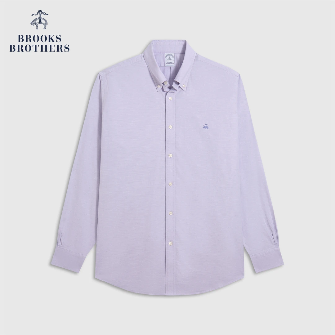 Brooks Brothers/布克兄弟男士25早秋新品纯色刺绣logo休闲衬衫