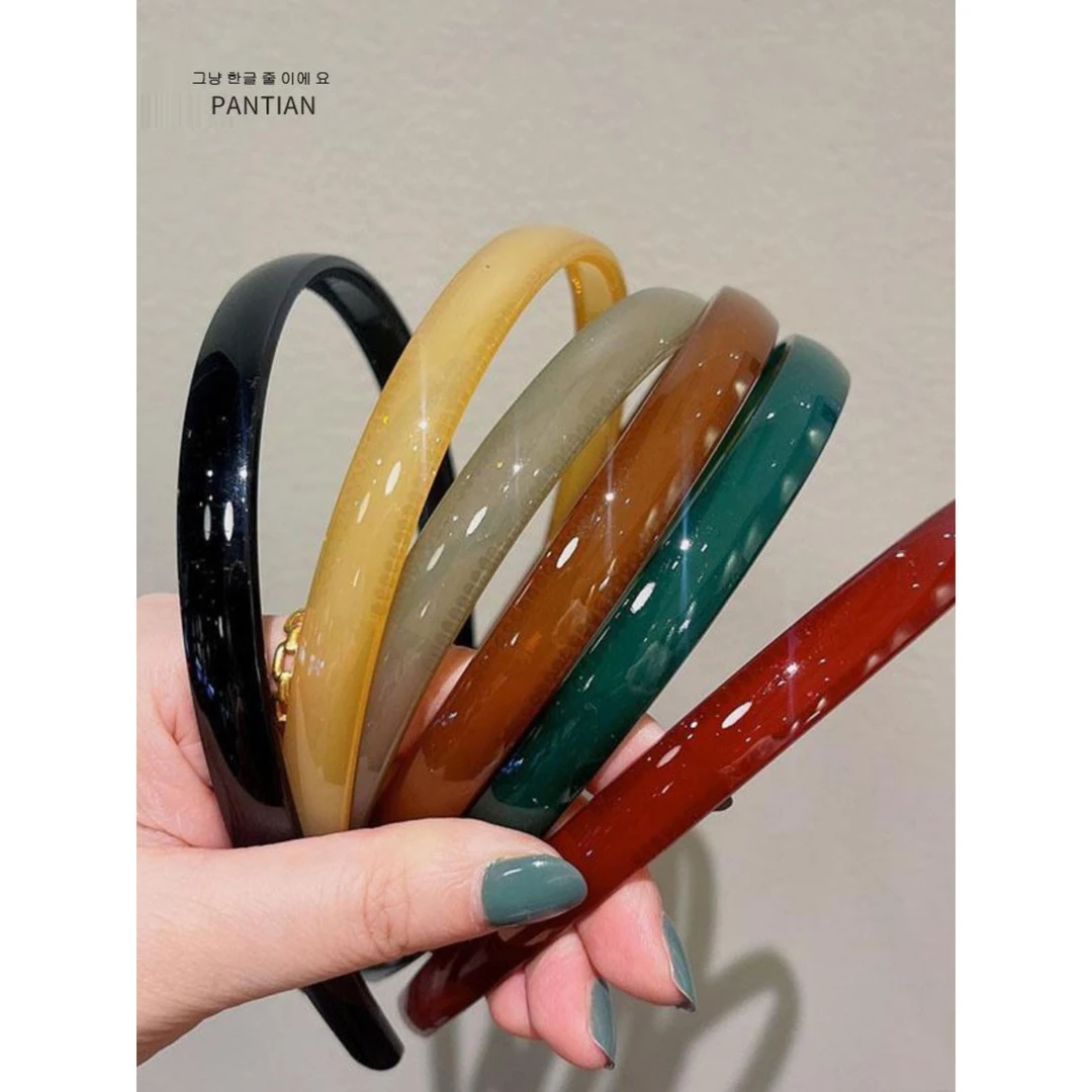 果冻色发箍~2025年新款简约气质高端女带齿防滑亚克力头箍发捆